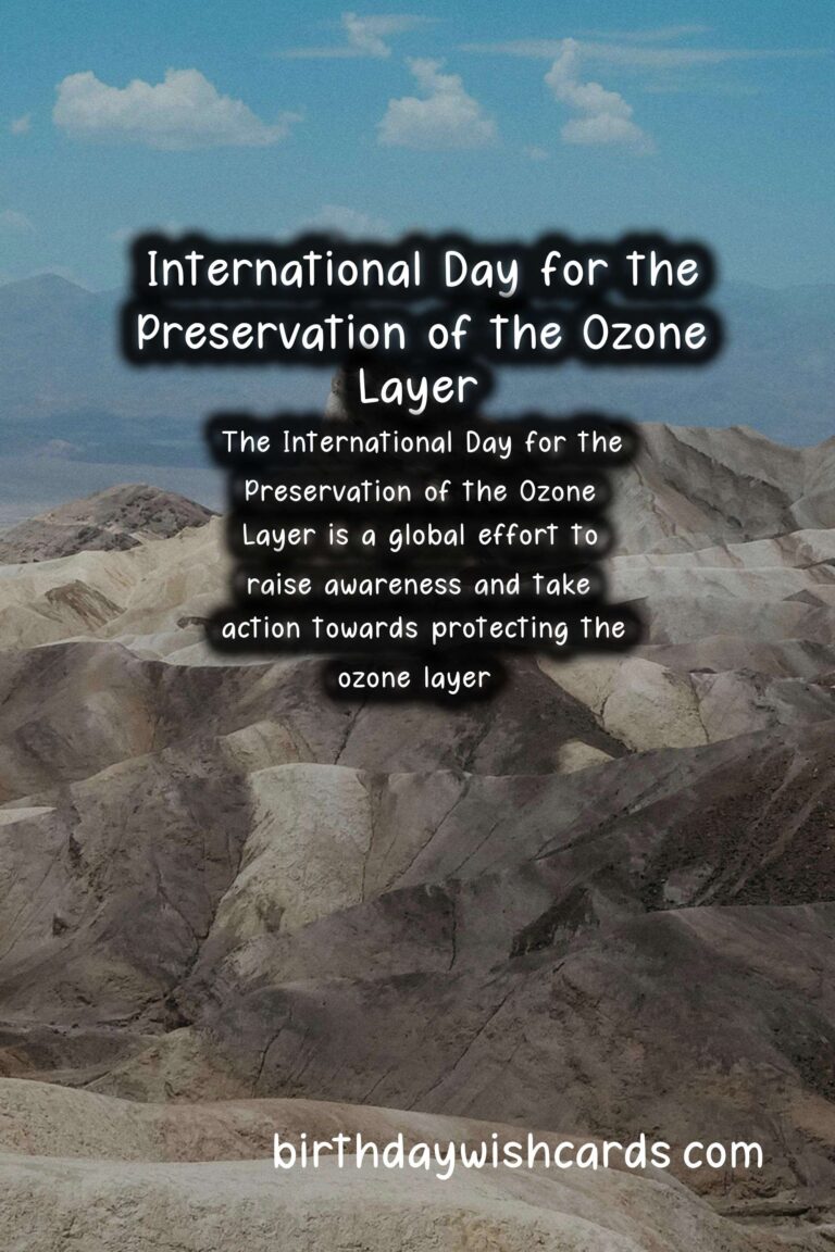 International Day for the Preservation of the Ozone Layer: September 16th