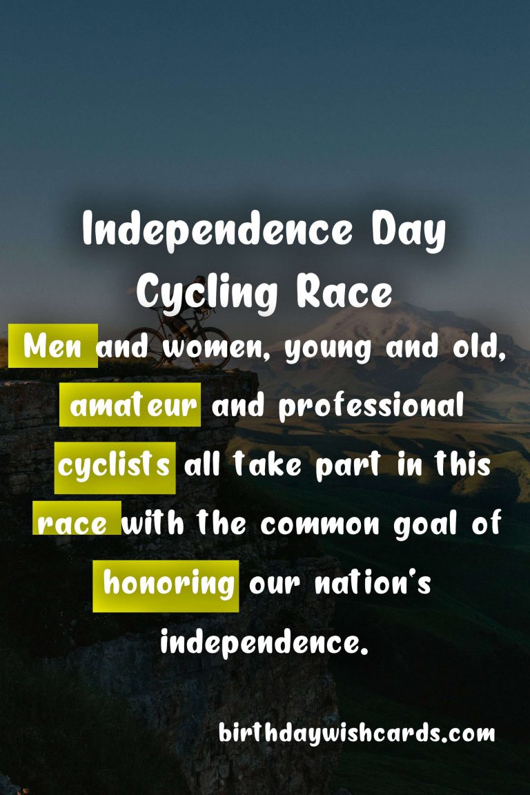Independence Day Cycling Race: November 9