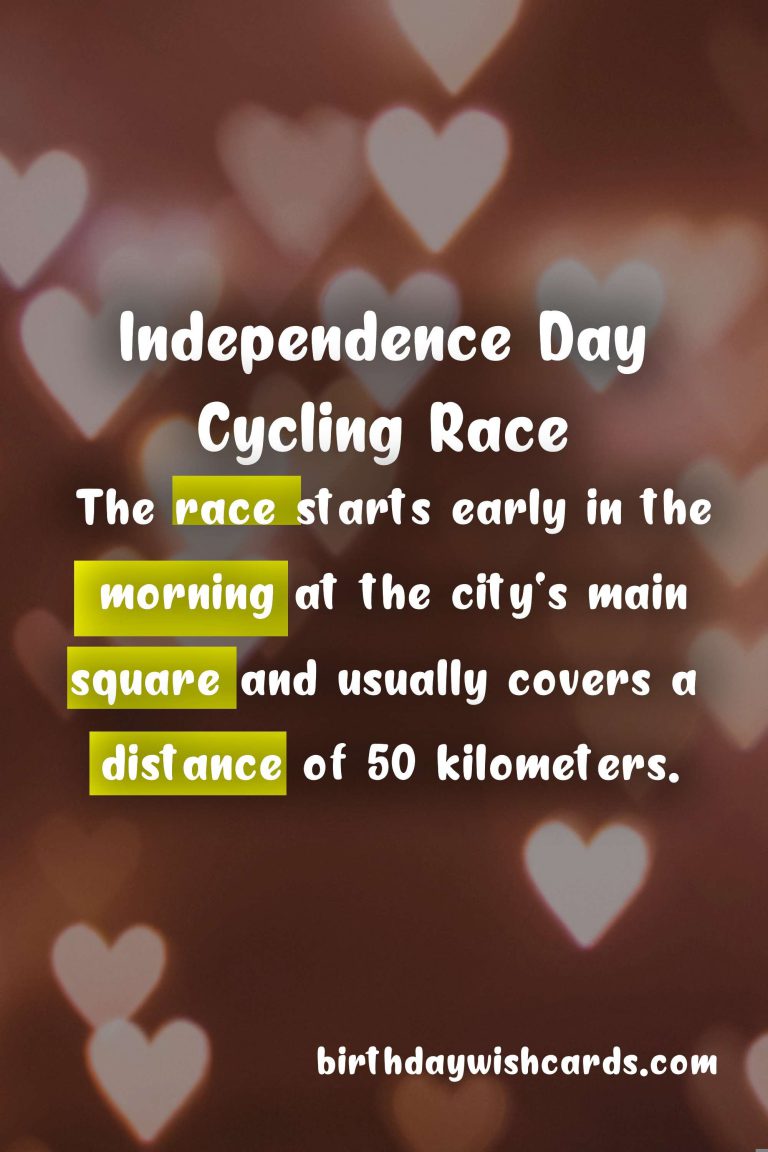 Independence Day Cycling Race: November 9