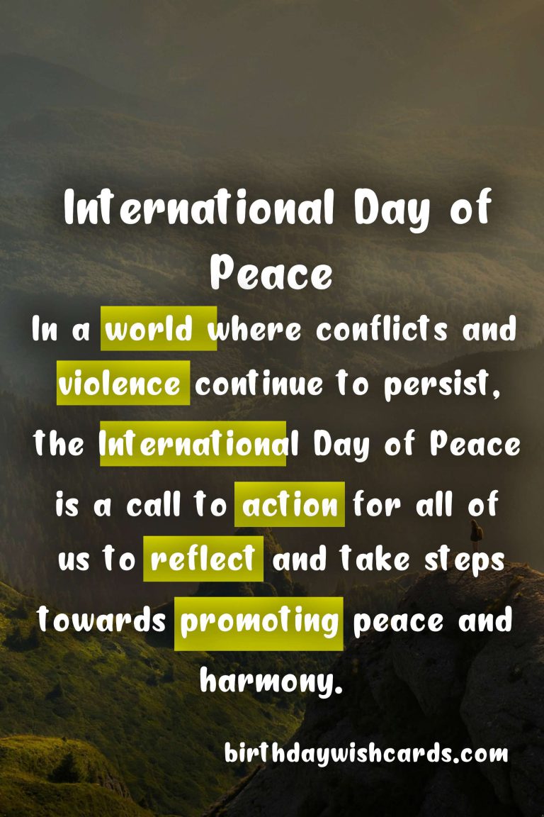 International Day of Peace (September 21): Promoting Awareness and Compassion for a Better World