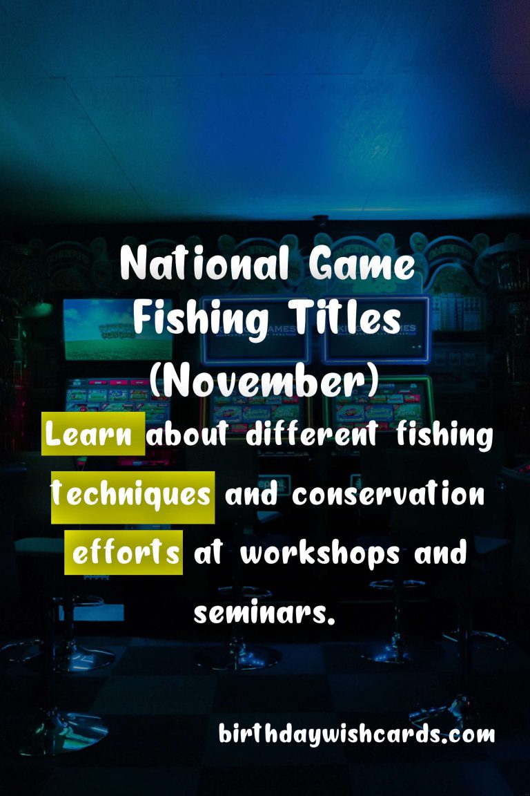 National Game Fishing Titles (November 1-3)