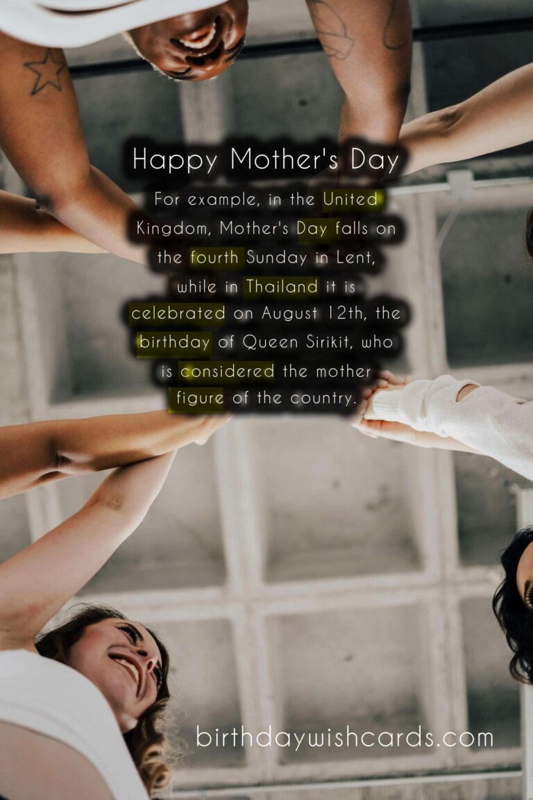 15th October – Mother’s Day