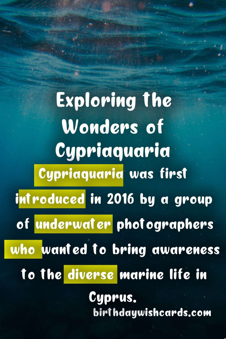 Cypriaquaria: Exploring the Wonders of the Underwater World Through Photography