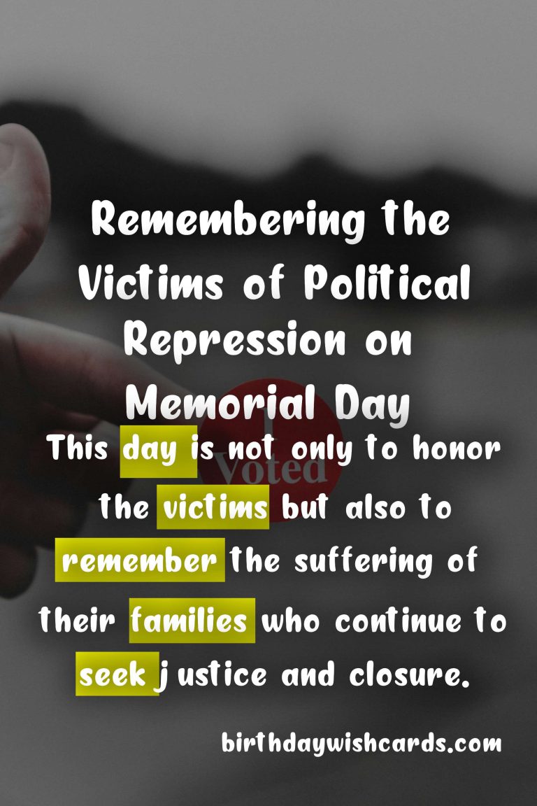 Remembering the Victims of Political Repression on Memorial Day – 31 May