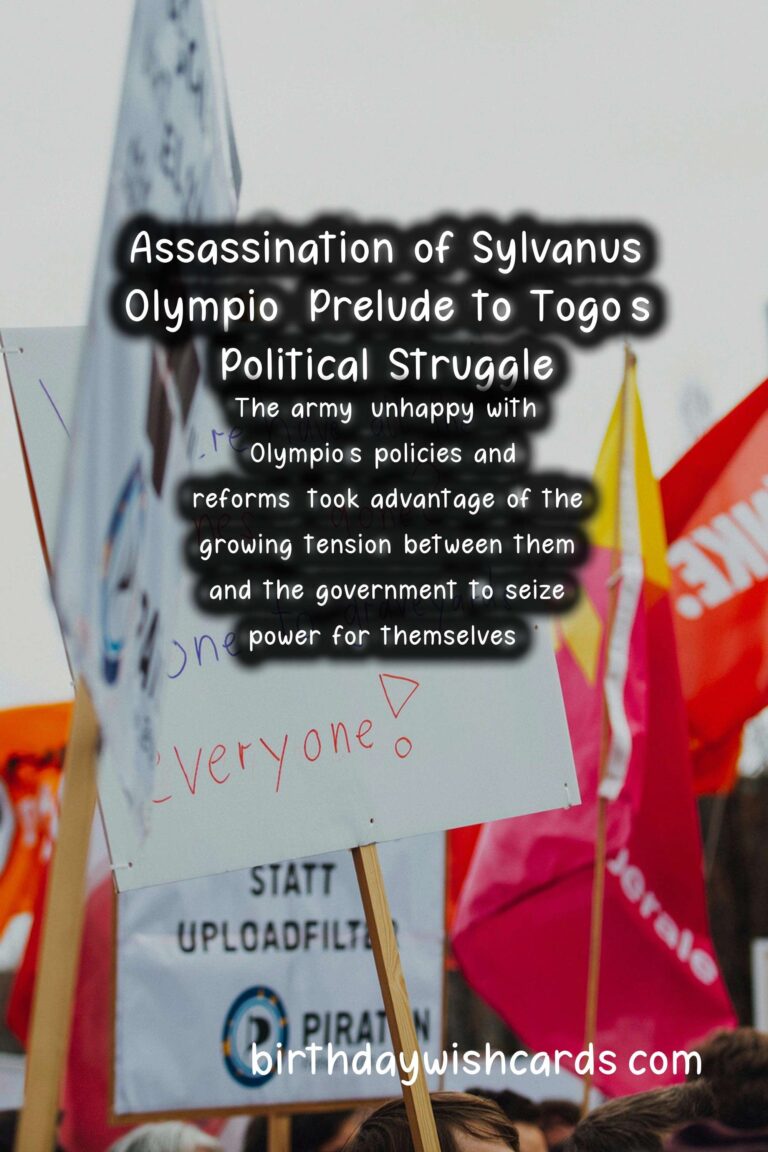 Death of Sylvanus Olympio (President): January 13