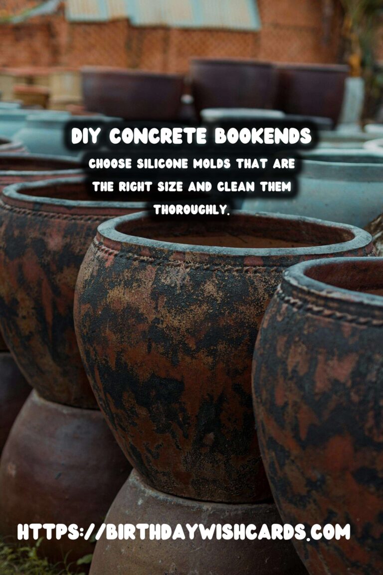 DIY Concrete Bookends with Embossed Designs
