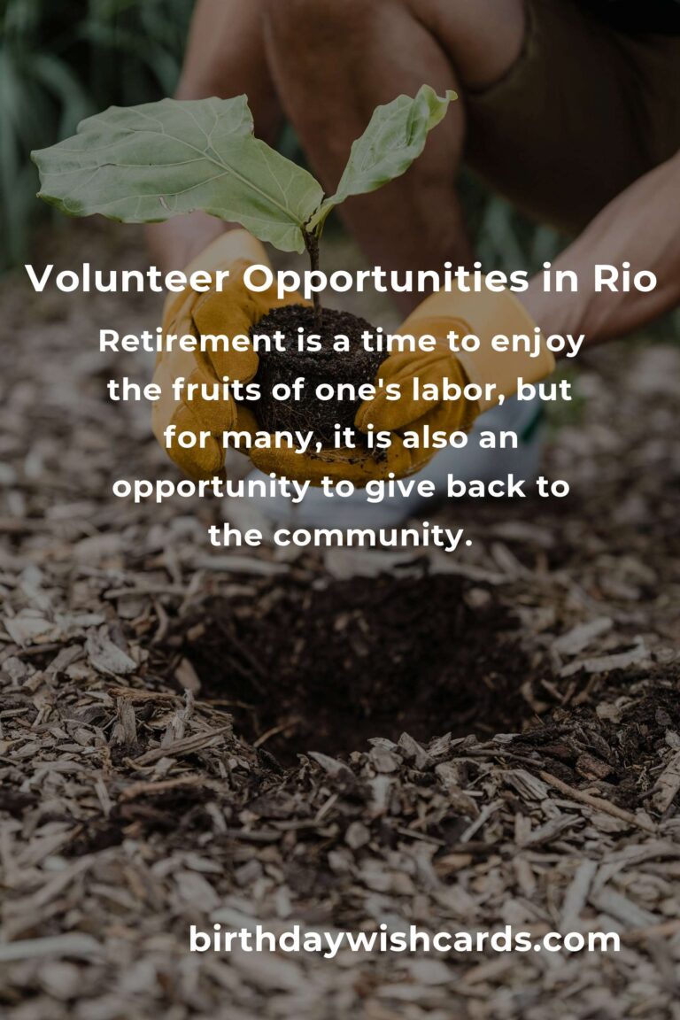 Exploring Rewarding Volunteer Opportunities for Retirees in Rio de Janeiro